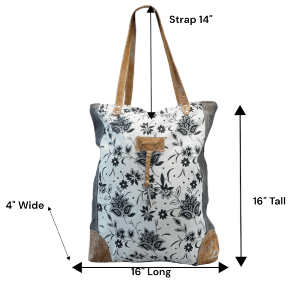 Cotton Canvas Sage Green and Floral Tote Bag - Image 9