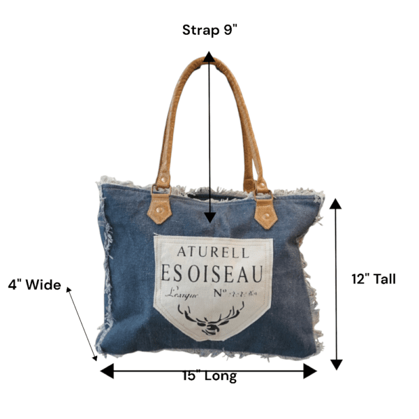 Cotton Canvas Soft Denim Tote Bag - Image 9