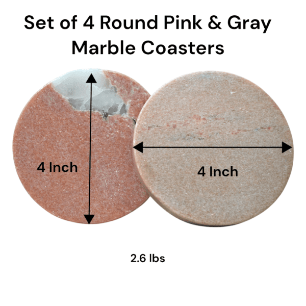 Set of 4 Round Pink Marble Drink Coasters - Image 11