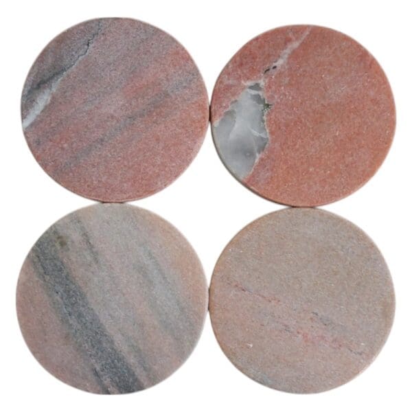 Set of 4 Round Pink Marble Drink Coasters - Image 3