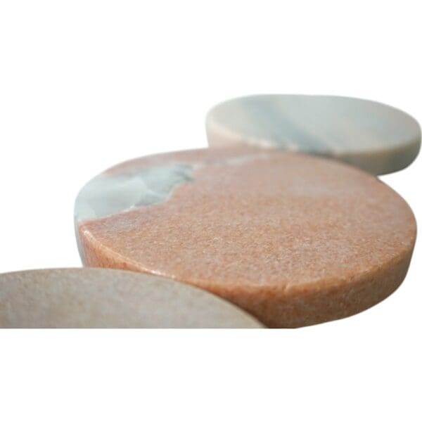 Set of 4 Round Pink Marble Drink Coasters - Image 4