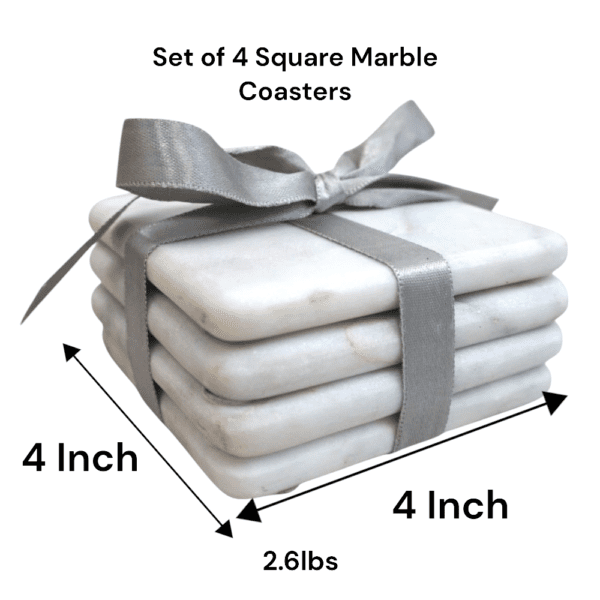 Set of 4 Square Marble Coasters - Image 8