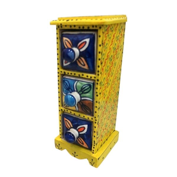 Hand-Painted Three Drawer Organizer Multicolor Ceramic - Image 2