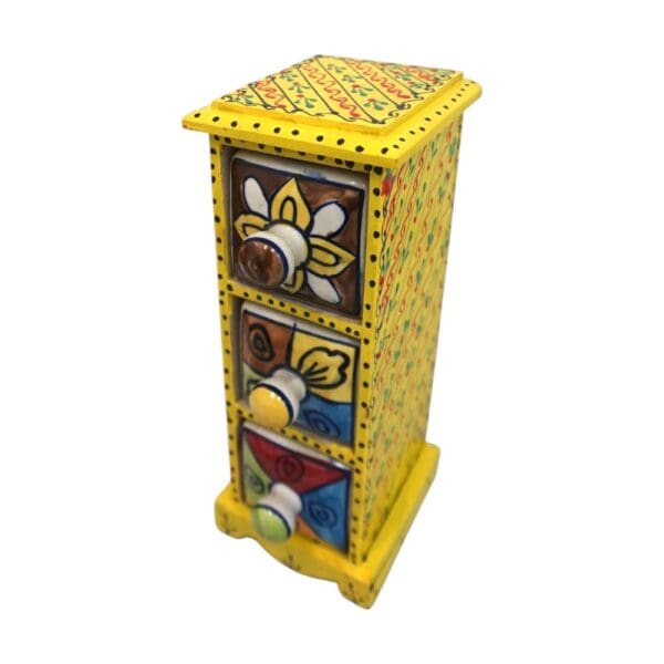 Hand-Painted Three Drawer Organizer Multicolor Ceramic - Image 5