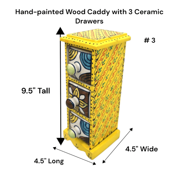 Hand-Painted Three Drawer Organizer Multicolor Ceramic - Image 10