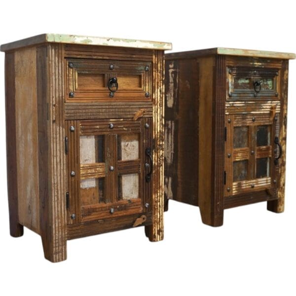 Pair of Rustic Reclaimed Wood Bedside Tables - Image 8