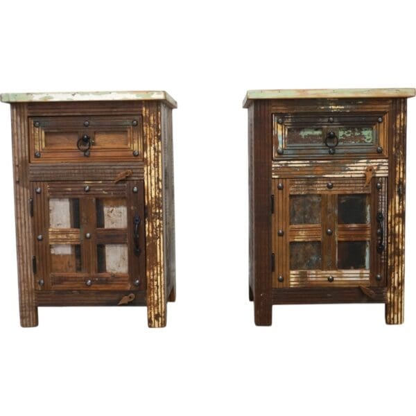 Pair of Rustic Reclaimed Wood Bedside Tables - Image 6