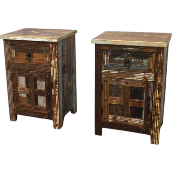 Pair of Rustic Reclaimed Wood Bedside Tables - Image 3