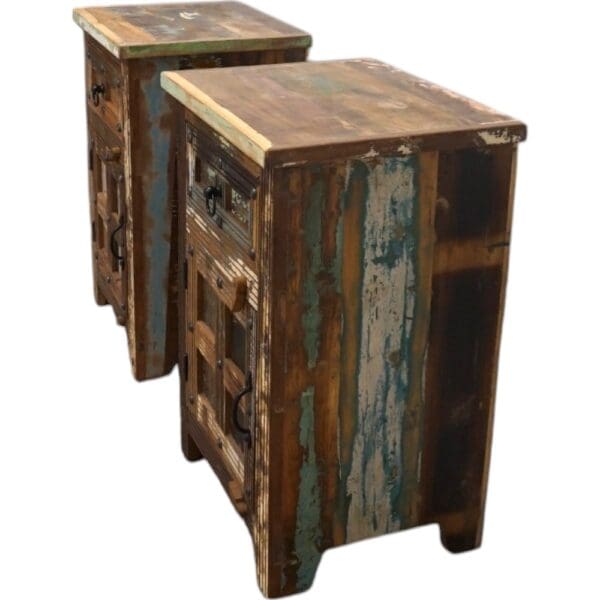 Pair of Rustic Reclaimed Wood Bedside Tables - Image 4