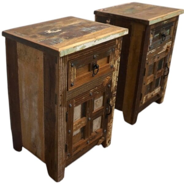 Pair of Rustic Reclaimed Wood Bedside Tables - Image 5