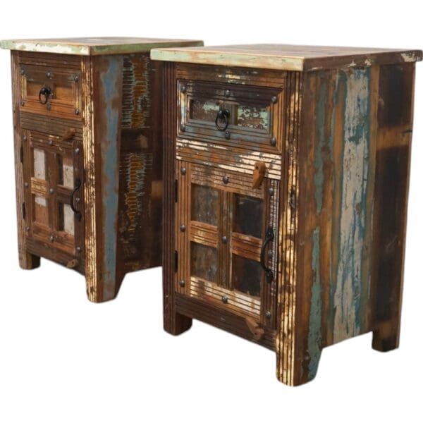 Pair of Rustic Reclaimed Wood Bedside Tables - Image 7