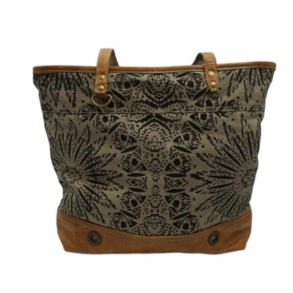 Cotton Canvas Mandala Purse with Leather Straps - Image 3