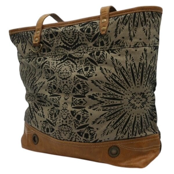 Cotton Canvas Mandala Purse with Leather Straps - Image 2