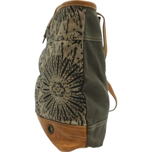 Cotton Canvas Mandala Purse with Leather Straps - Image 4