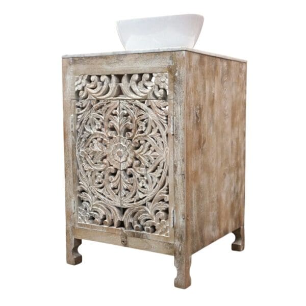 Stunning Natural Wood 24" Vanity Hand-carved - Image 5