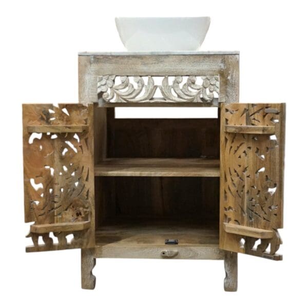 Stunning Natural Wood 24" Vanity Hand-carved - Image 6