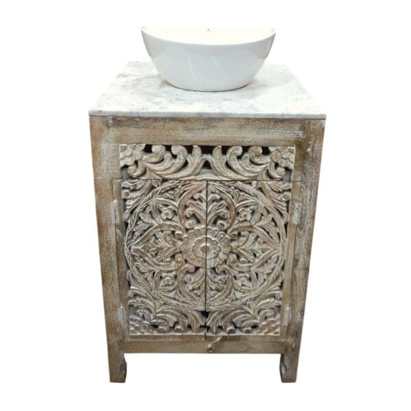 Stunning Natural Wood 24" Vanity Hand-carved - Image 3