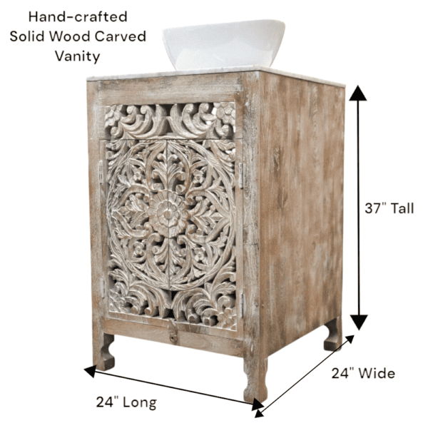 Stunning Natural Wood 24" Vanity Hand-carved - Image 9