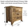 3-Drawer Side Table/Nightstand Hand-Carved - Image 14