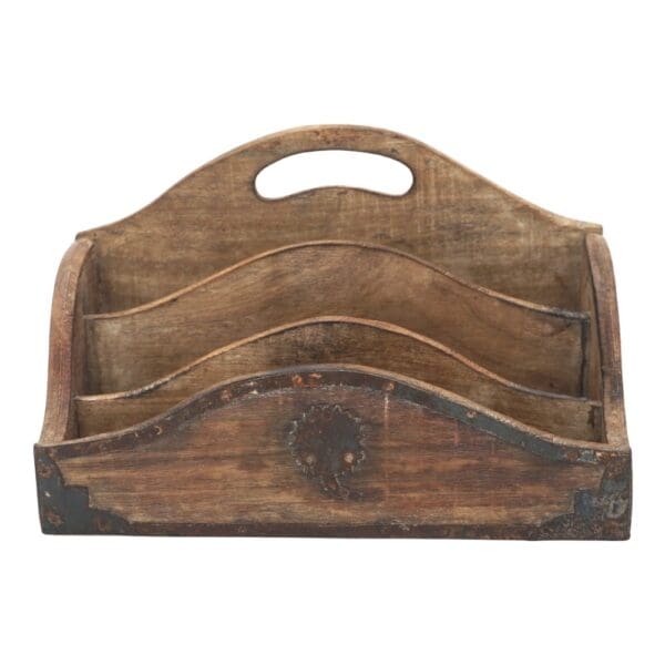 Vintage Wood Desk Tidy Letter Organizer - Image 3