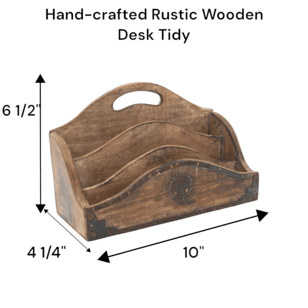 Vintage Wood Desk Tidy Letter Organizer - Image 11