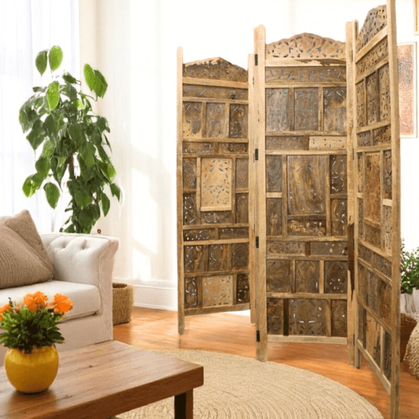 Hand-Crafted Wood Screen Room Divider - Image 2