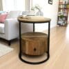 Hand-crafted Mango Wood Round Side Table - Image 3
