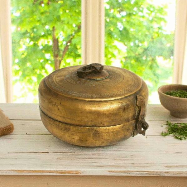 Vintage Brass Katordan Chapati Warmer Box - Image 6
