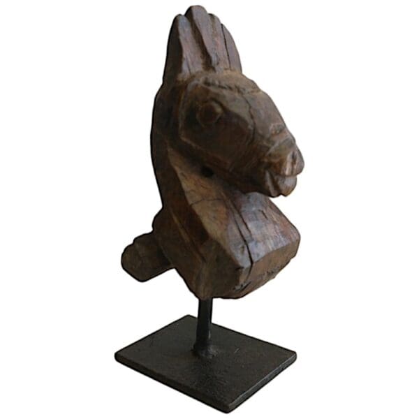 Hand-carved Wooden Primitive Horse Figurine - Image 9