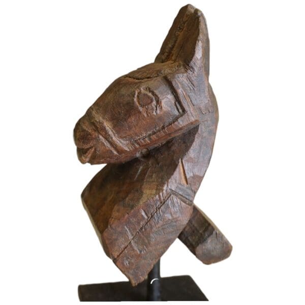 Hand-carved Wooden Primitive Horse Figurine - Image 8