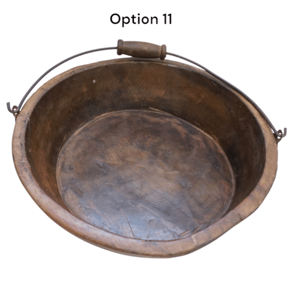 Vintage Wooden Bowls with a Handle Set of 2 - Image 4