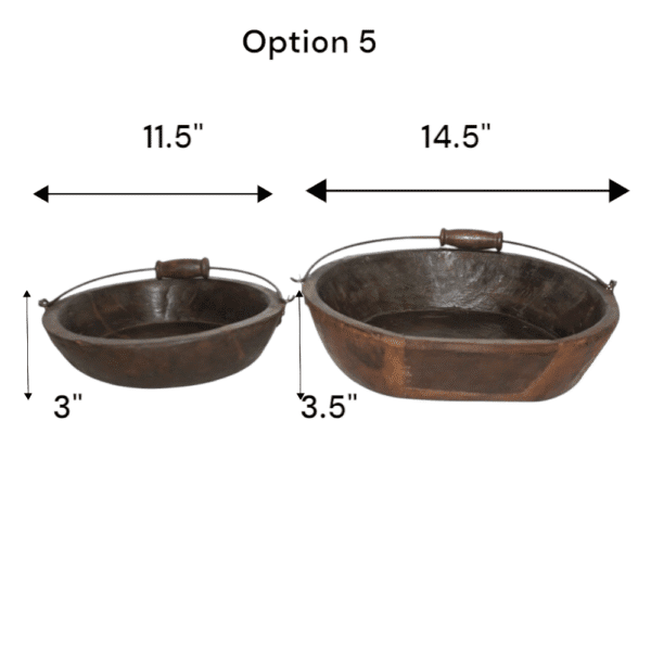 Vintage Wooden Bowls with a Handle Set of 2 - Image 5