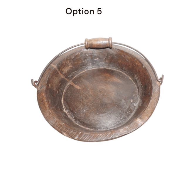 Vintage Wooden Bowls with a Handle Set of 2 - Image 3