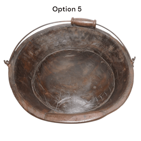 Vintage Wooden Bowls with a Handle Set of 2 - Image 2