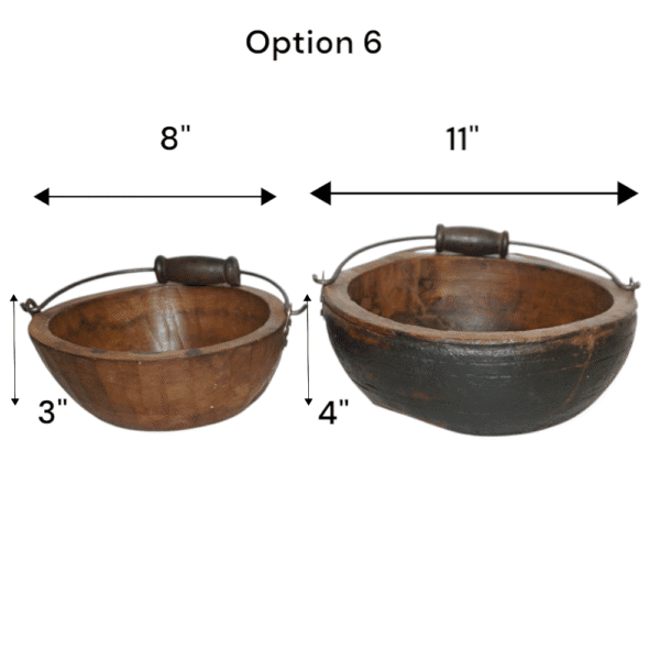 Vintage Wooden Bowls with a Handle Set of 2 - Image 11