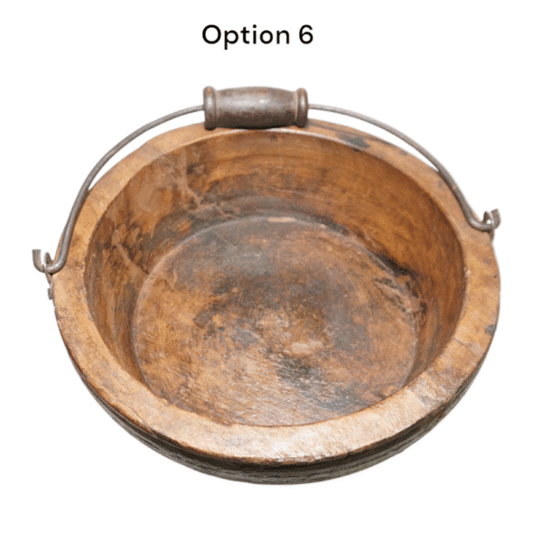 Vintage Wooden Bowls with a Handle Set of 2 - Image 10