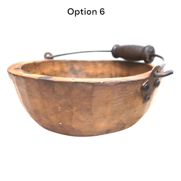 Vintage Wooden Bowls with a Handle Set of 2 - Image 8