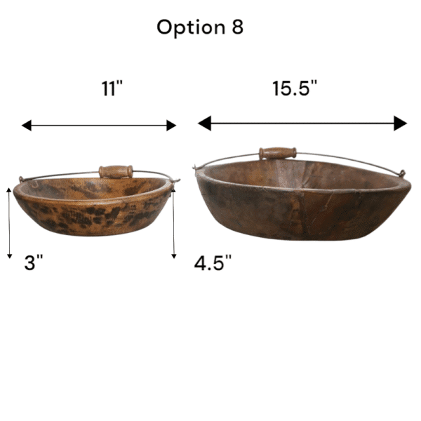 Vintage Wooden Bowls with a Handle Set of 2 - Image 10