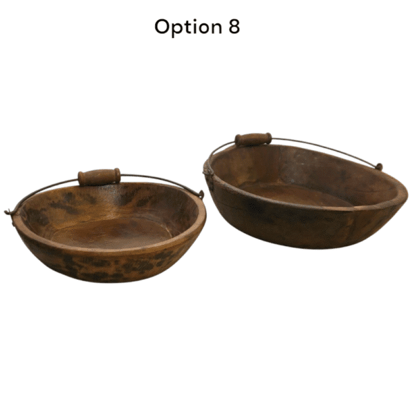 Vintage Wooden Bowls with a Handle Set of 2 - Image 9