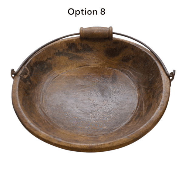 Vintage Wooden Bowls with a Handle Set of 2 - Image 8