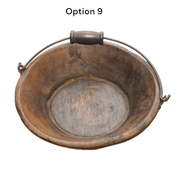 Vintage Wooden Bowls with a Handle Set of 2 - Image 3