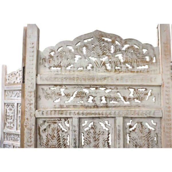 Hand-Crafted Whitewashed Wood Screen Room Divider - Image 8