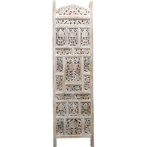 Hand-Crafted Whitewashed Wood Screen Room Divider - Image 6
